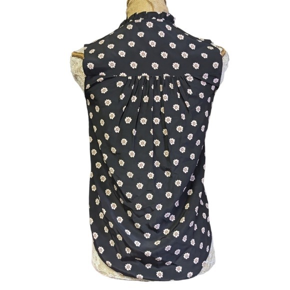 Kate Spade New York Sleeveless Floral Print Pleated High Neck Silk Blouse XXS - Picture 4 of 7